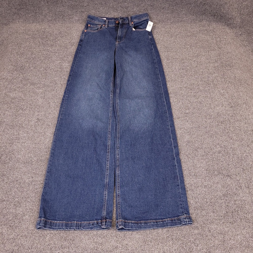 Gap High Rise Stride Womens 28x35 Blue Wide Leg Jeans NWT